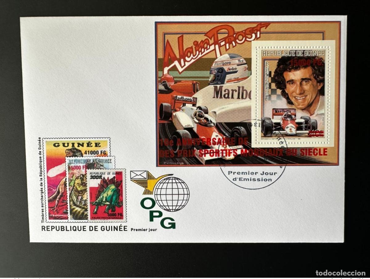 Sellos: Guinea 2009 FDC Mi. Bl 1716 Sobrecargado F&oacute;rmula 1 Alain Prost Marlboro Tobacco