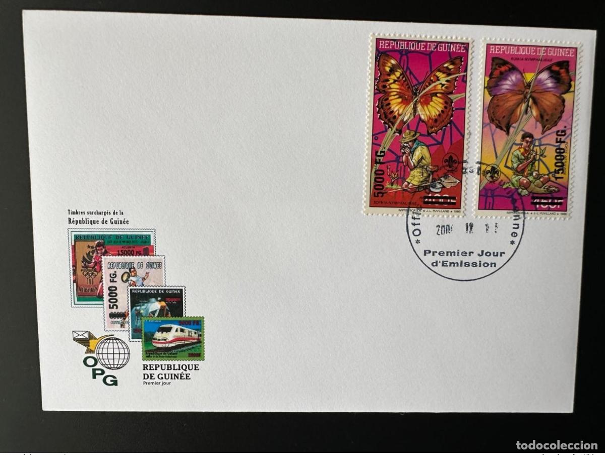 Sellos: Guinea 2008 FDC Min. 6302/3 surch. Scouts Butterfly Scouting Baden