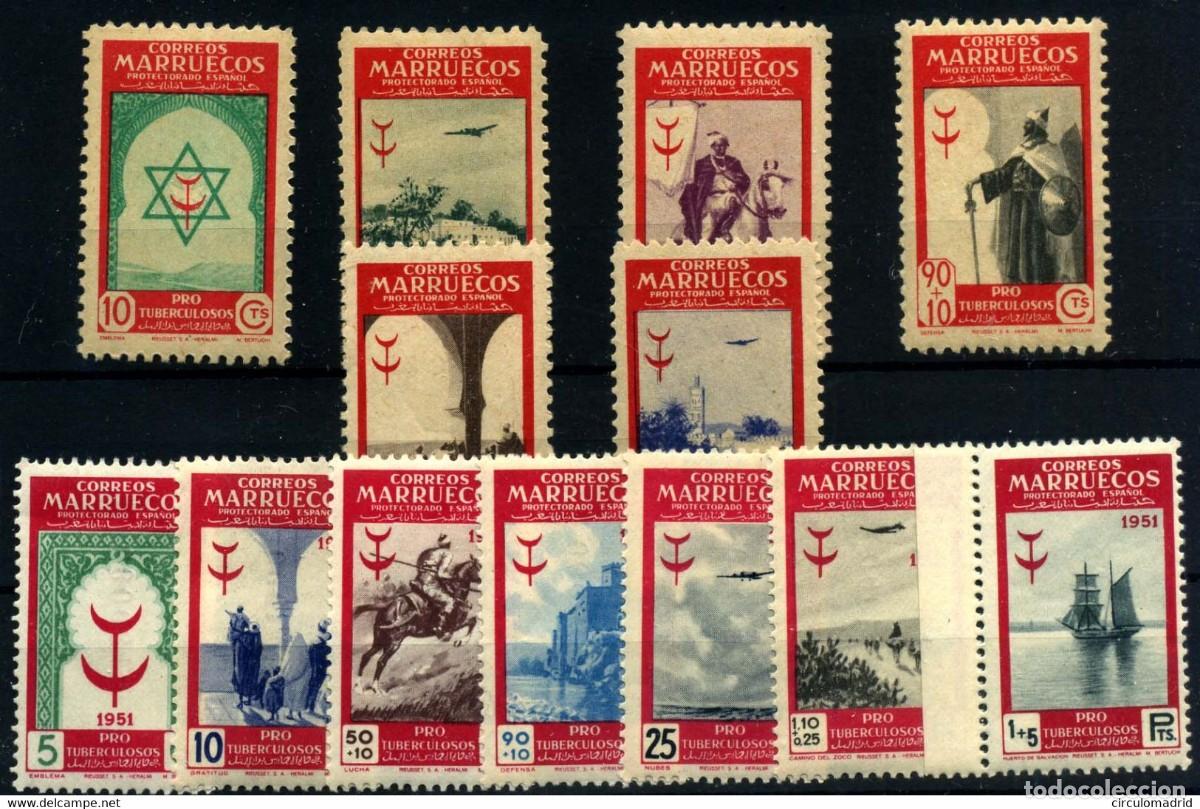 Sellos: Marruecos espa&ntilde;ol n&ordm; 291/96, 336/42. A&ntilde;o 1948/51