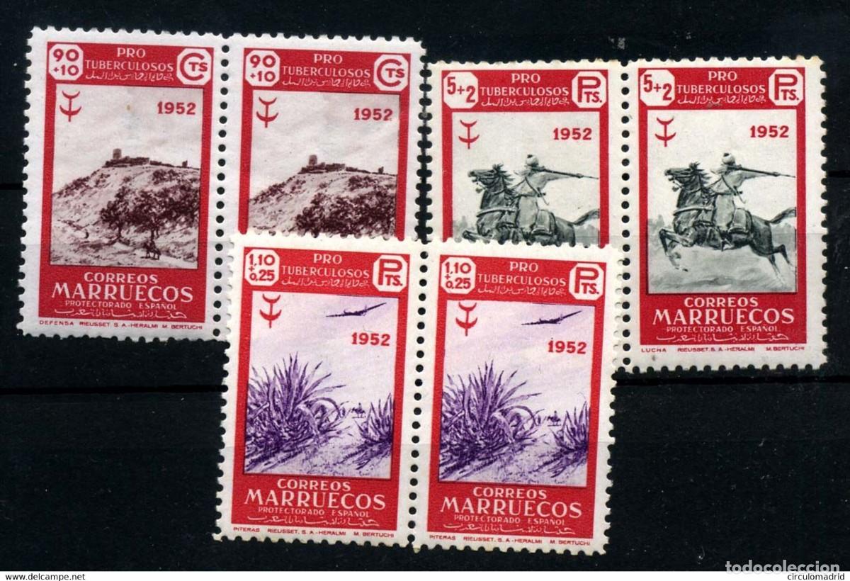 Sellos: Marruecos espa&ntilde;ol n&ordm; 364/5, 368. A&ntilde;o 1952