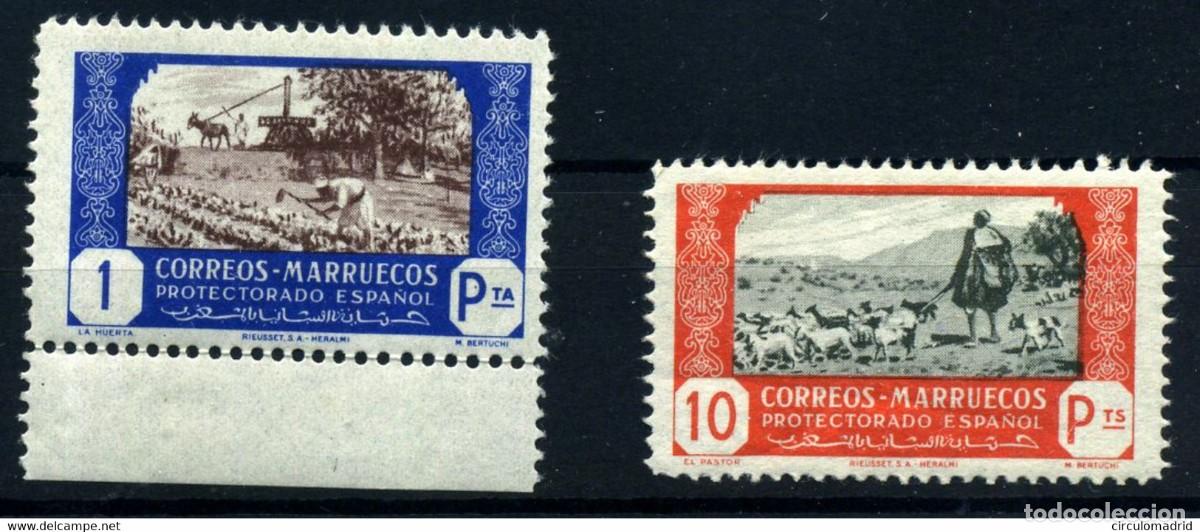Sellos: Marruecos espa&ntilde;ol n&ordm; 257, 259. A&ntilde;o 1944