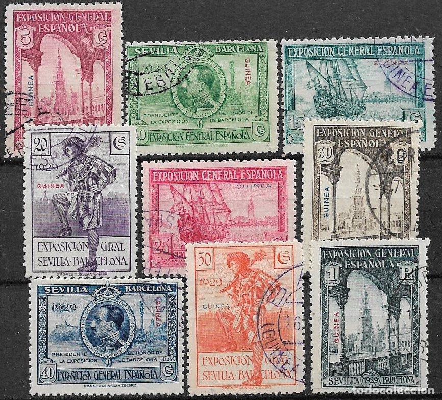 Sellos: GUINEA ESPA&Ntilde;OLA, 1929 Expos. Sevilla y Barcelona, EDIFIL n&ordm; 191 a 199 (o)
