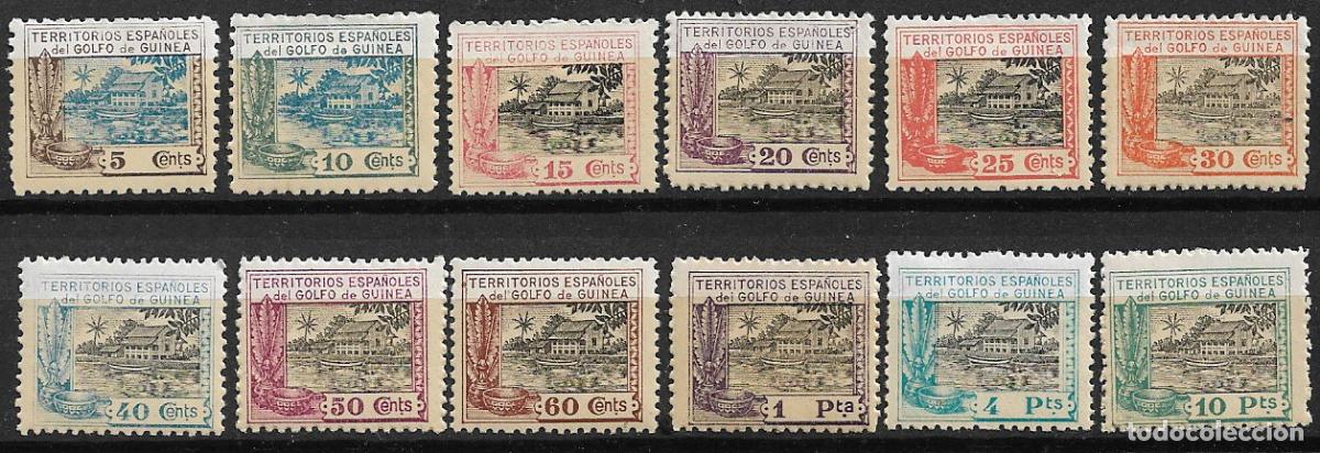 Sellos: GUINEA ESPA&Ntilde;OLA, 1924 Casa de Nipa, EDIFIL n&ordm; 167 a 178 * *