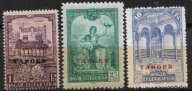 Sellos: T&Aacute;NGER, Beneficencia, 1937 Sellos de Hogar Telegr&aacute;fico de Espa&ntilde;a, habilitados * * completa, RARA