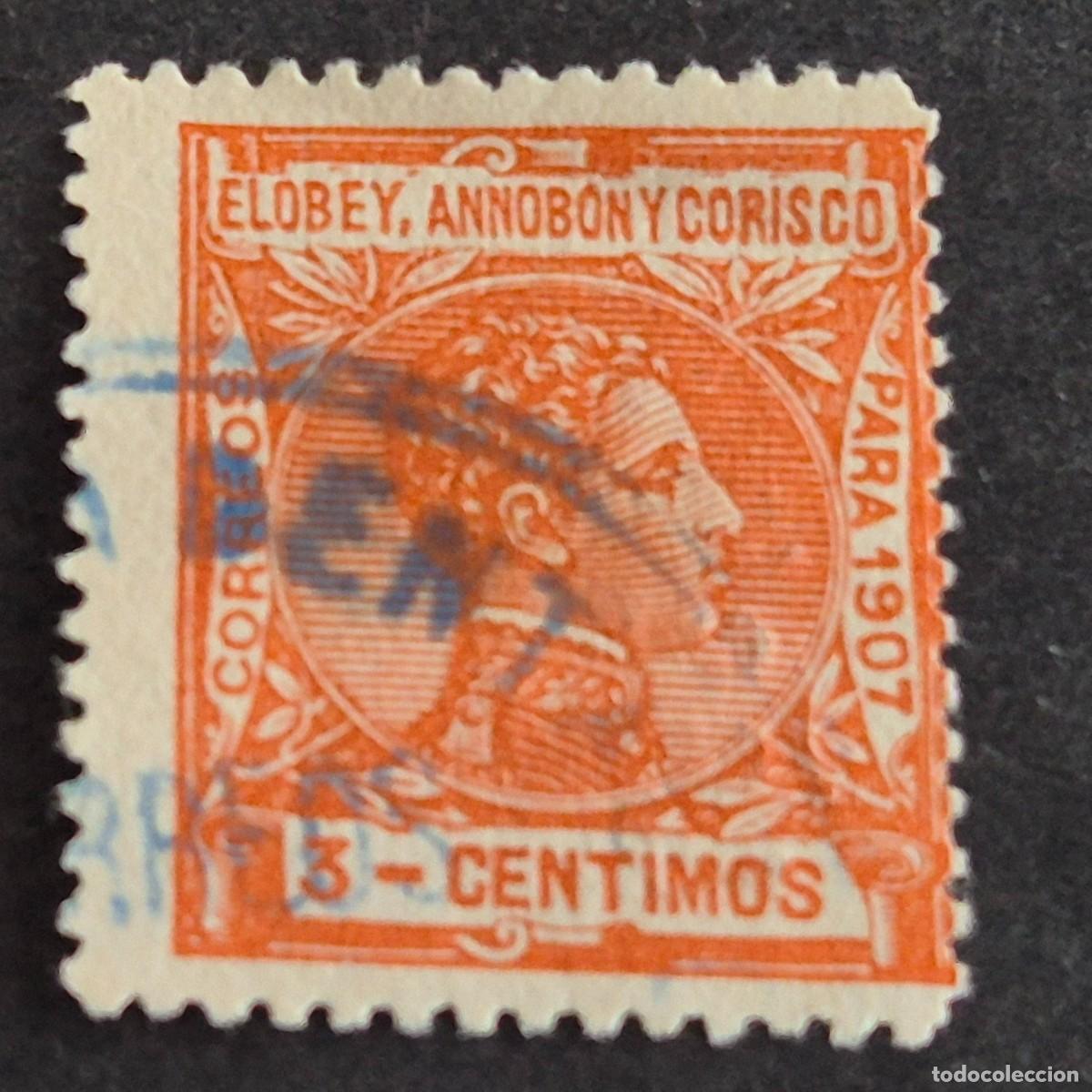 Sellos: ELOBEY, ANNOBON Y CORISCO, 1907, ALFONSO XIII, EDIFIL 37, USADO, (LOTE AR)