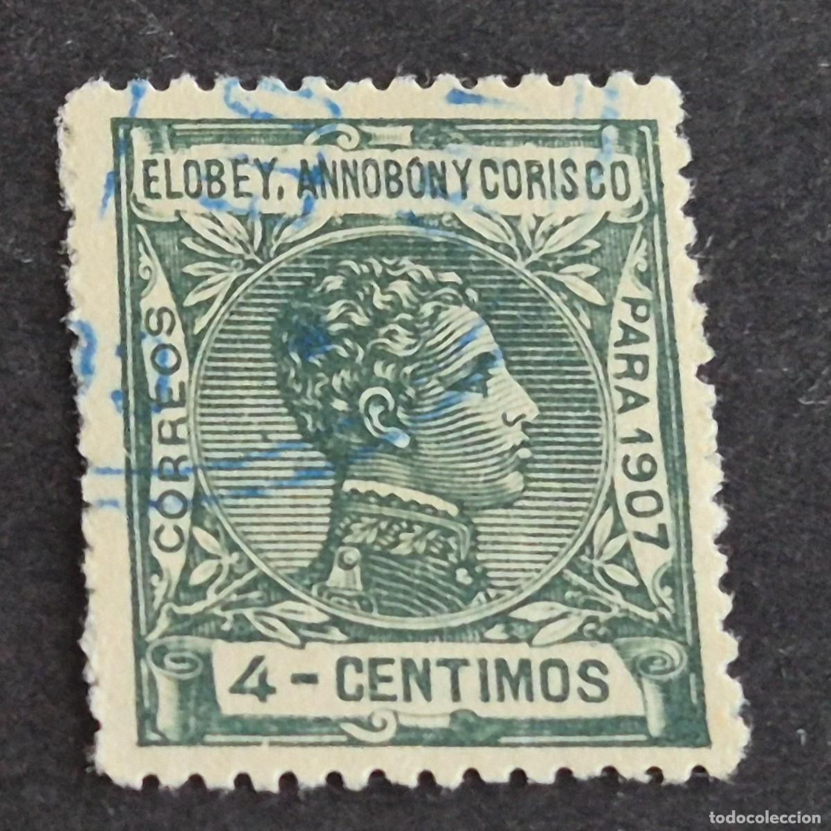 Sellos: ELOBEY, ANNOBON Y CORISCO, 1907, ALFONSO XIII, EDIFIL 38, USADO, (LOTE AR)