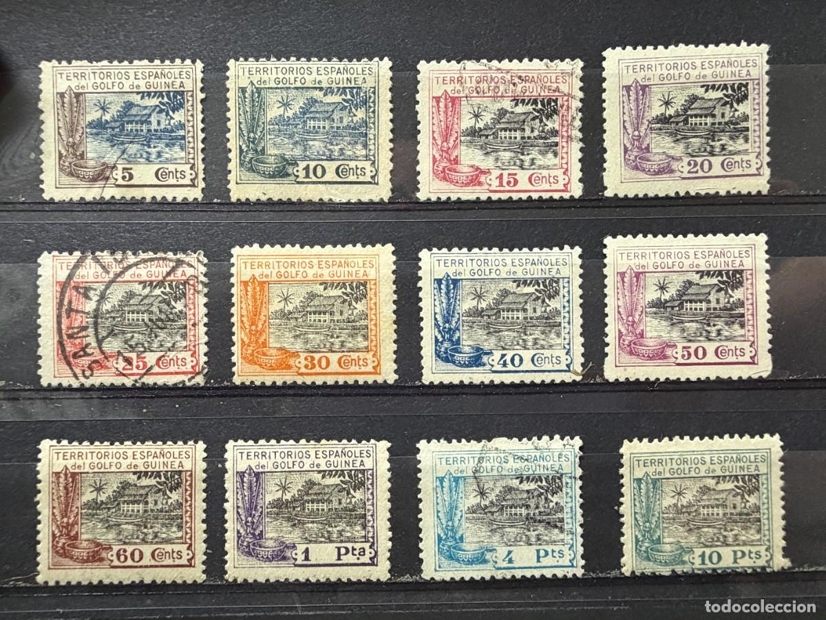 Sellos: GUINEA ESPA&Ntilde;OLA, 1924. EDIFIL 167/78. CASA DE NIPA. RESIDENCIA DEL GOBERNADOR. SERIE COMPLETA.USADOS