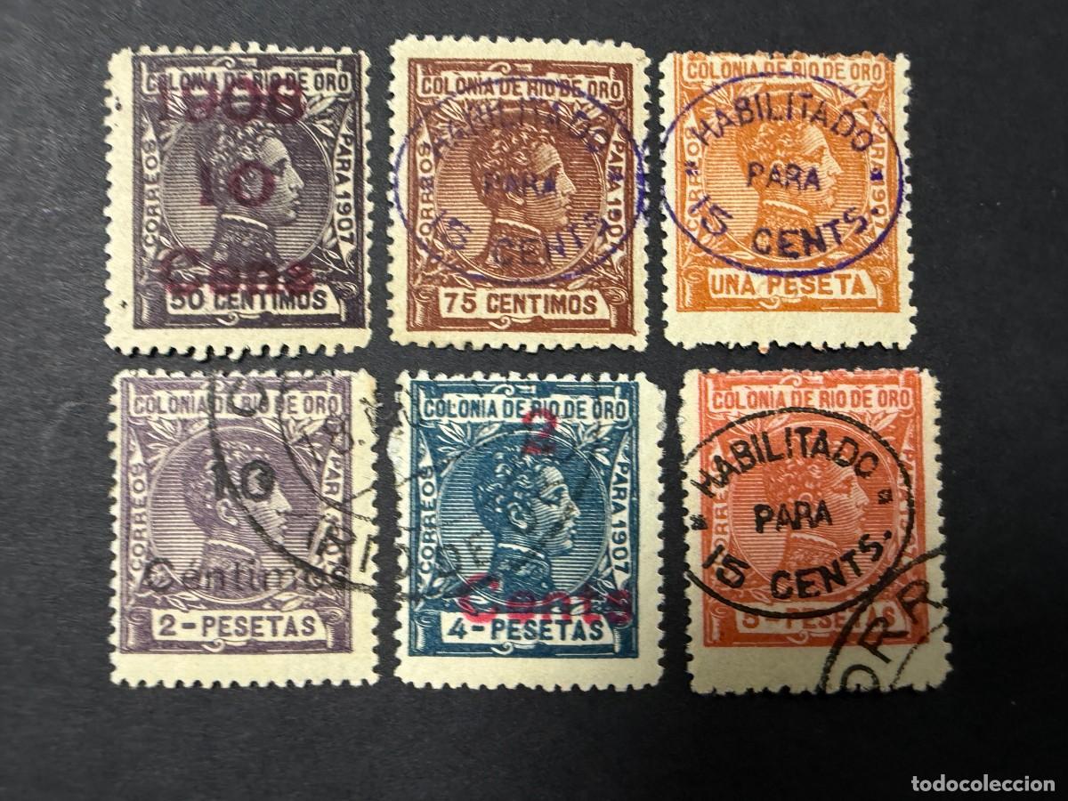 Sellos: RIO DE ORO, 1907. EDIFIL 26/29 + 31/32. ALFONSO XIII. USADOS