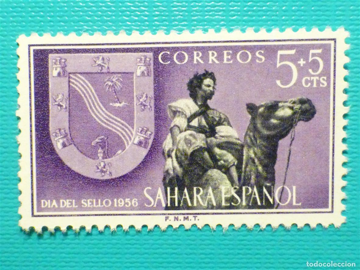 Sellos: SELLO - CORREOS - ESPA&Ntilde;A - SAHARA ESPA&Ntilde;OL - EDIFIL 130 - DIA DEL SELLO - 1956