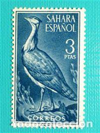 Sellos: SELLO - SAHARA - Aves - EDIFIL 186 - A&ntilde;o 1961 - 2 Pesetas - Azul -