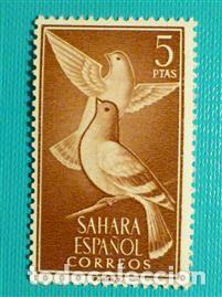 Sellos: SELLO - SAHARA - Aves - EDIFIL 187 - A&ntilde;o 1961 - 5 Pesetas - Casta&ntilde;o -