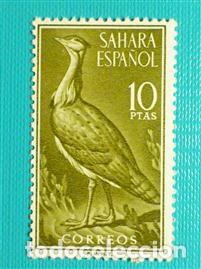 Sellos: SELLO - SAHARA - Aves - EDIFIL 188 - A&ntilde;o 1961 - 10 Pesetas - Verde Oliva -