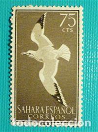 Sellos: SELLO - Espa&ntilde;a - Correos - SAHARA - Aves - EDIFIL 162 - 75 C&eacute;ntimos - A&ntilde;o 1959 - Casta&ntilde;o