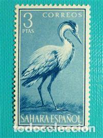 Sellos: SELLO - Espa&ntilde;a - Correos - SAHARA - Aves - EDIFIL 166 - 3 Pesetas - A&ntilde;o 1959 - Azul