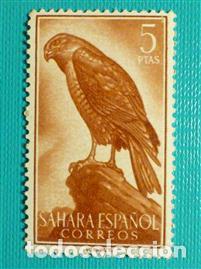 Sellos: SELLO - Espa&ntilde;a - Correos - SAHARA - Aves - EDIFIL 167 - 5 Pesetas - A&ntilde;o 1959 - Casta&ntilde;o