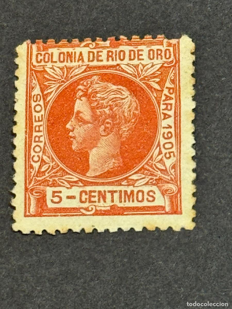 Sellos: Rio de Oro, Alfonso XIII, 1905, Edifil 5, MUESTRA A.000.000 con fijasellos