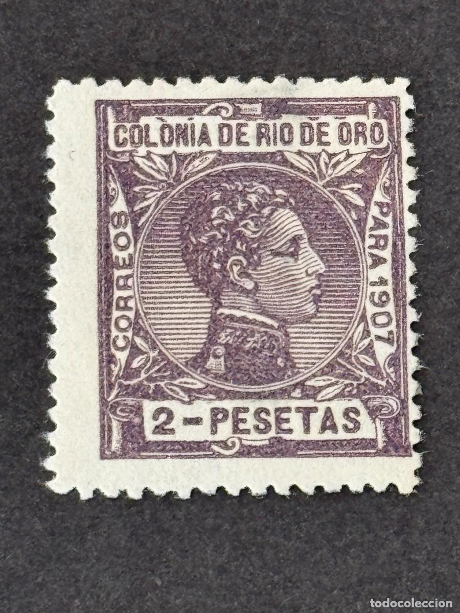 Sellos: Rio de Oro, Alfonso XIII, 1907, Edifil 29, nuevo con fijasellos