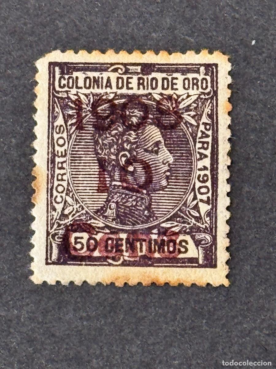 Sellos: Rio de Oro, Alfonso XIII, habilitado, 1908, Edifil 37, nuevo con fijasellos