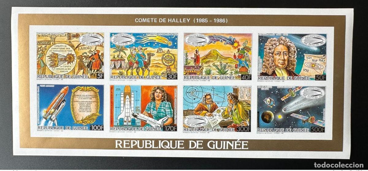 Sellos: Guinea 1986 Mi. 1106A 1116A colectivo ND Space Halley Comet Komet