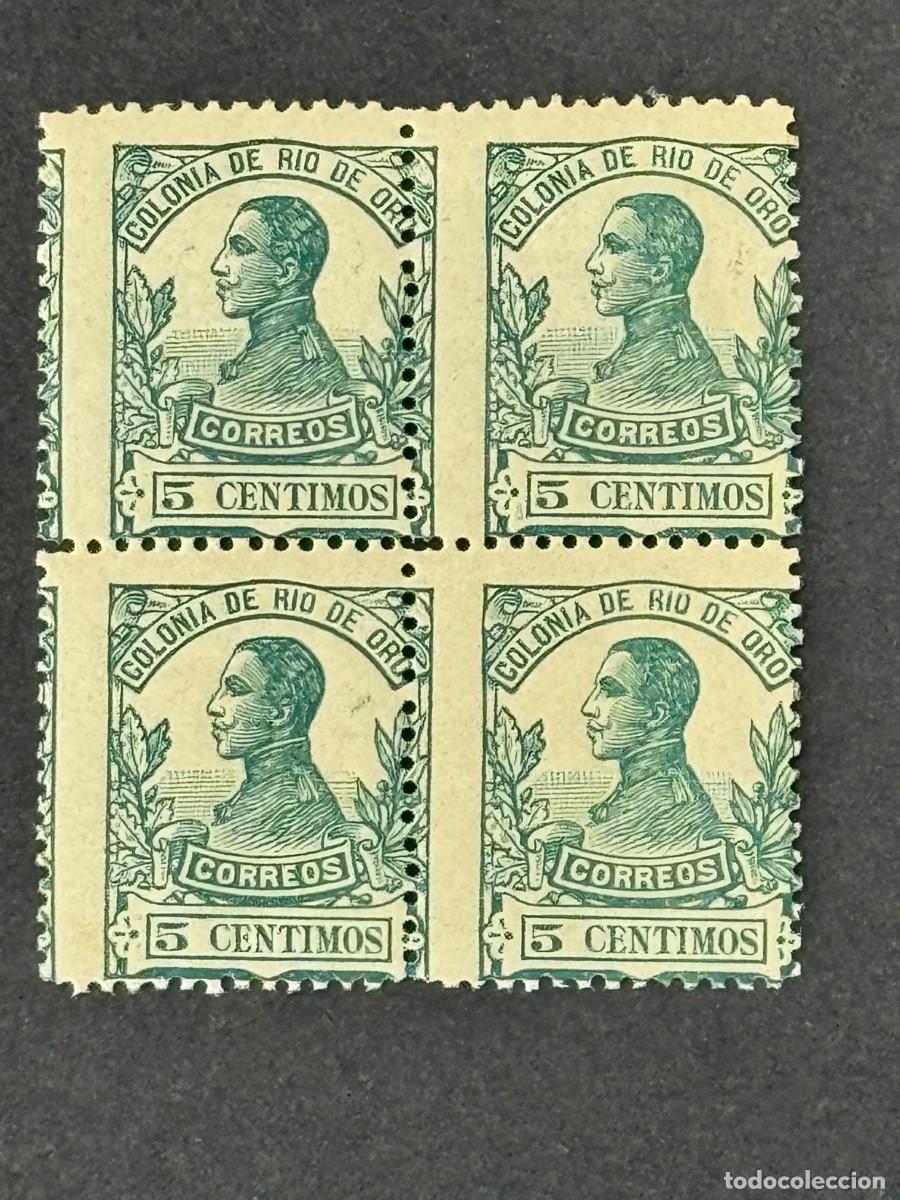 Sellos: Rio de Oro, Alfonso XIII, 1912, Edifil 67, bl. 4, nuevos con y sin fijasellos
