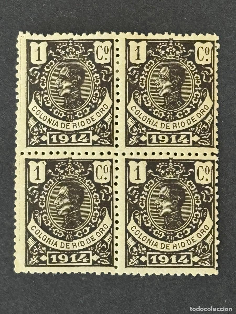 Sellos: Rio de Oro, Alfonso XIII, 1914, Edifil 78, bl. 4, nuevos con y sin fijasellos
