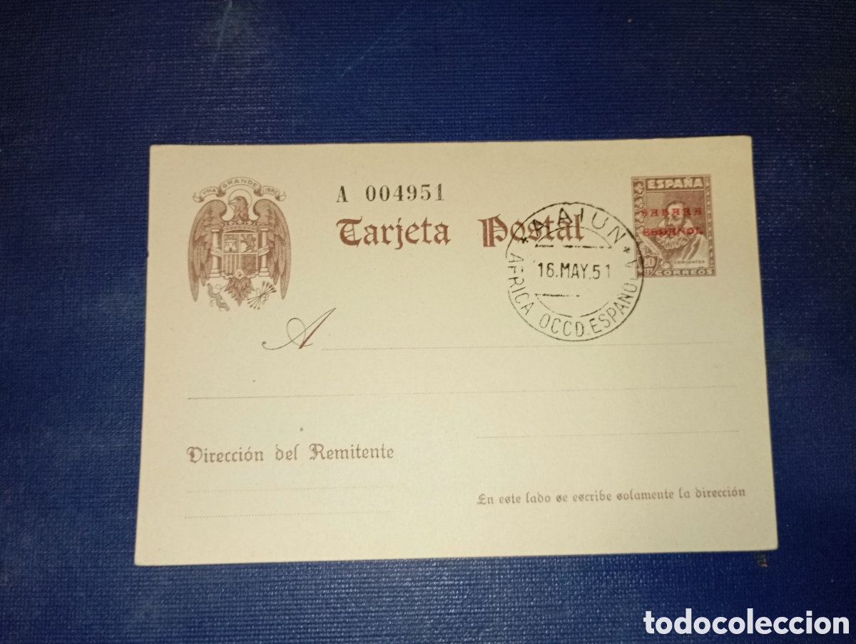 Sellos: ESPA&Ntilde;A - SAHARA ESPA&Ntilde;OL 1941 - ENTERO POSTAL CAT&Aacute;LOGO EDIFIL 1 - CERVANTES