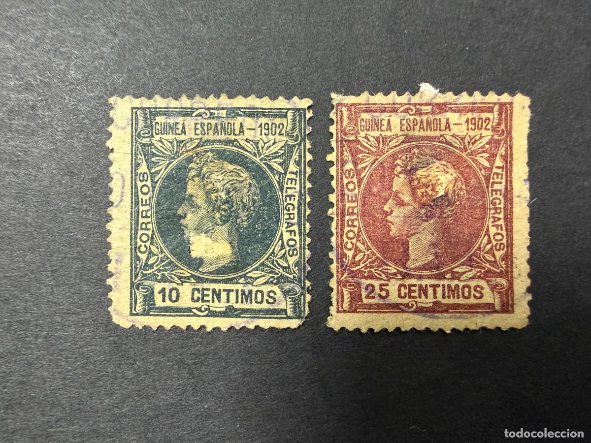 Sellos: GUINEA ECUATORIAL, 1902. EDIFIL 2/3. REY ALFONSO XIII. USADOS.