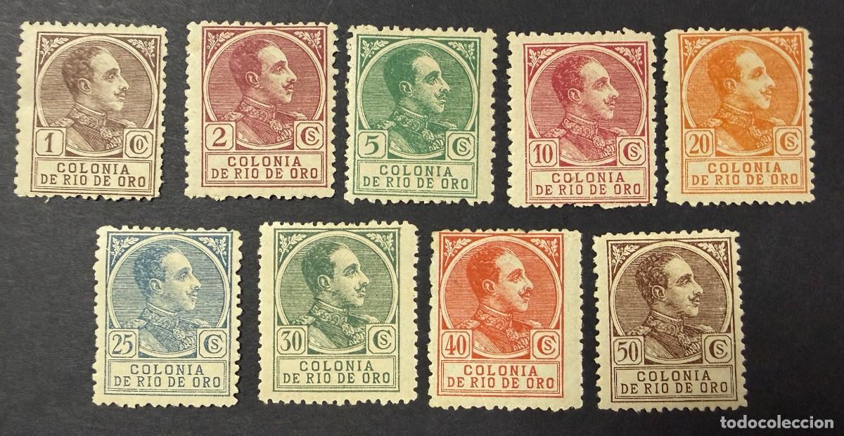 Sellos: RIO DE ORO, 1919. EDIFIL 104/113. REY ALFONSO XIII. NUEVOS. CON CHARNELA