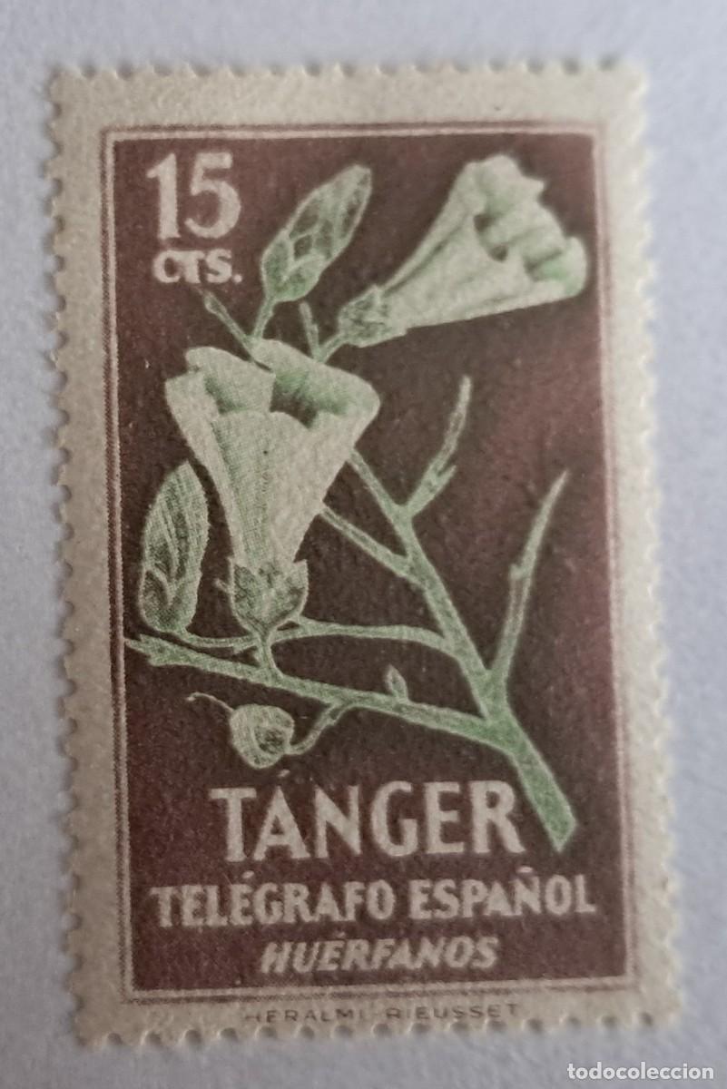 Sellos: SELLO, TANGER,BENEFICENCIA,HU&Eacute;RFANOS TEL&Eacute;GRAFOS,FLORES, 15 CTS
