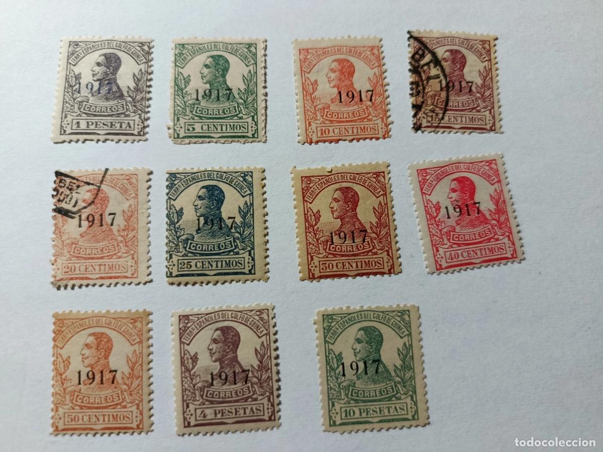 Sellos: Sellos colonias, Guinea espa&ntilde;ola habilitado 1917, nuevos y usados