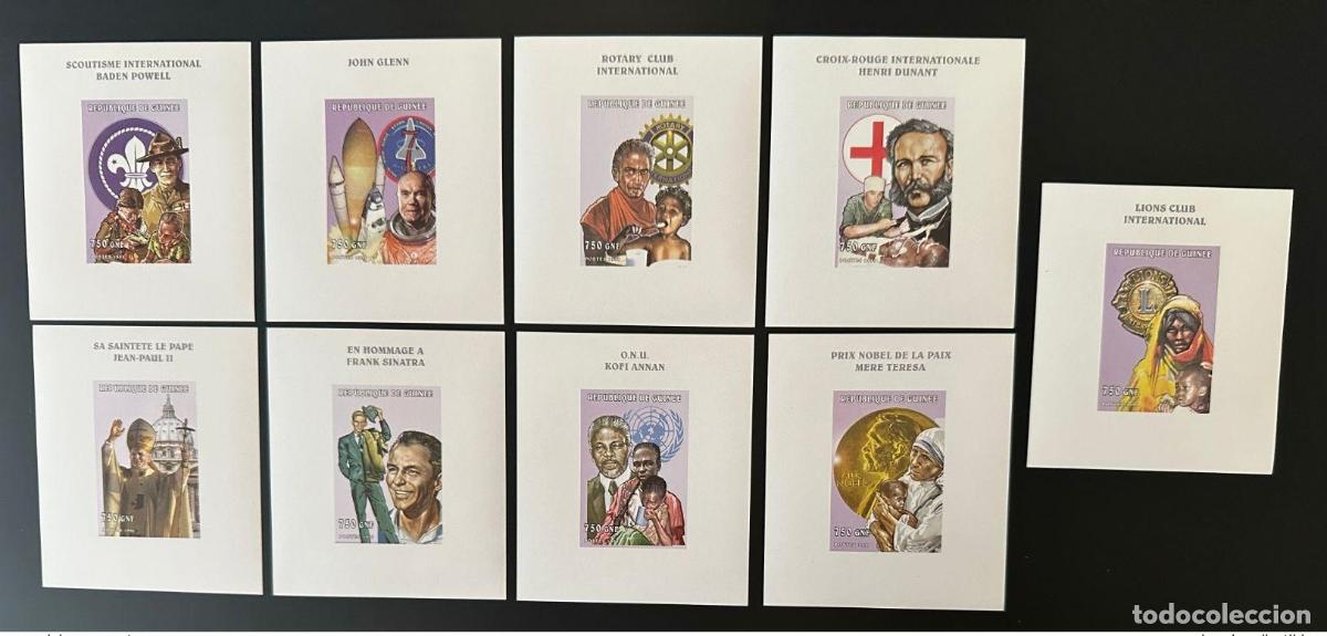 Sellos: Guinea 1998/1999 Mi. Bl. A-I 569 ND Papa Juan Pablo II Lions Rotary Dunant
