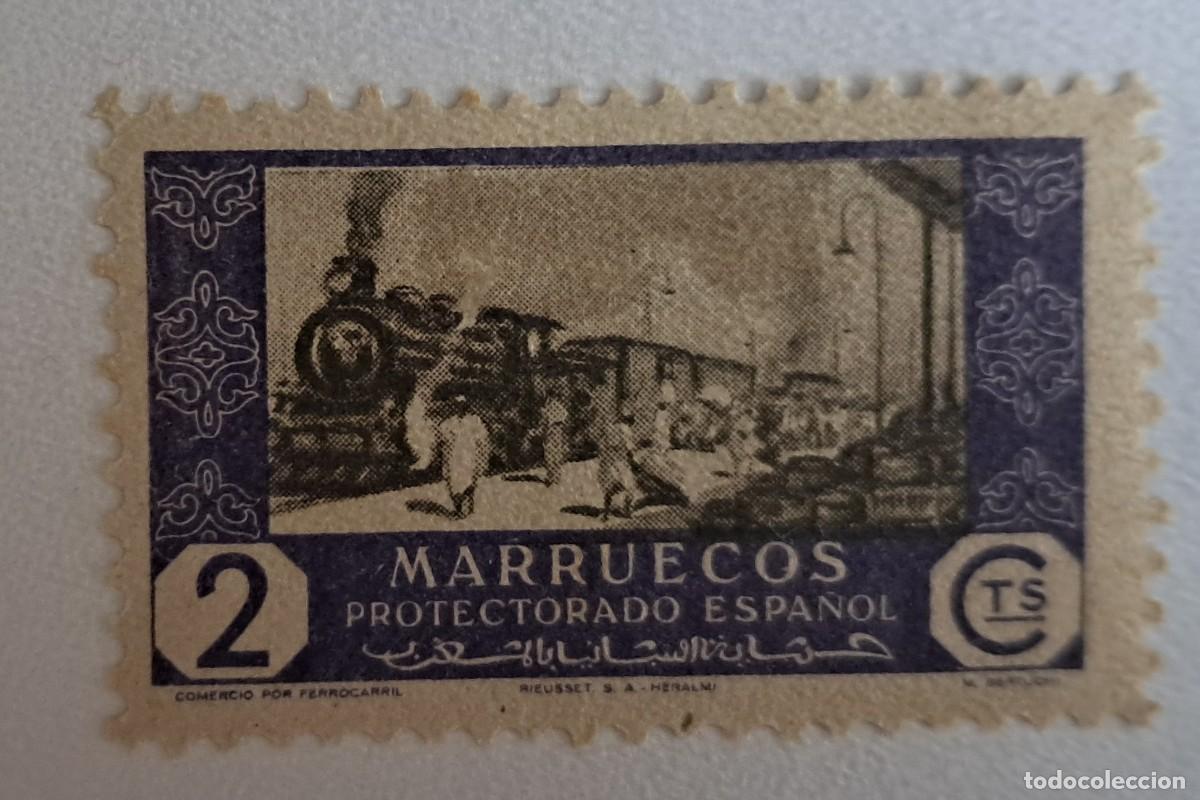Sellos: sello de Marruecos, protectorado Espa&ntilde;ol, comercio por ferrocarril, 2 ctos.