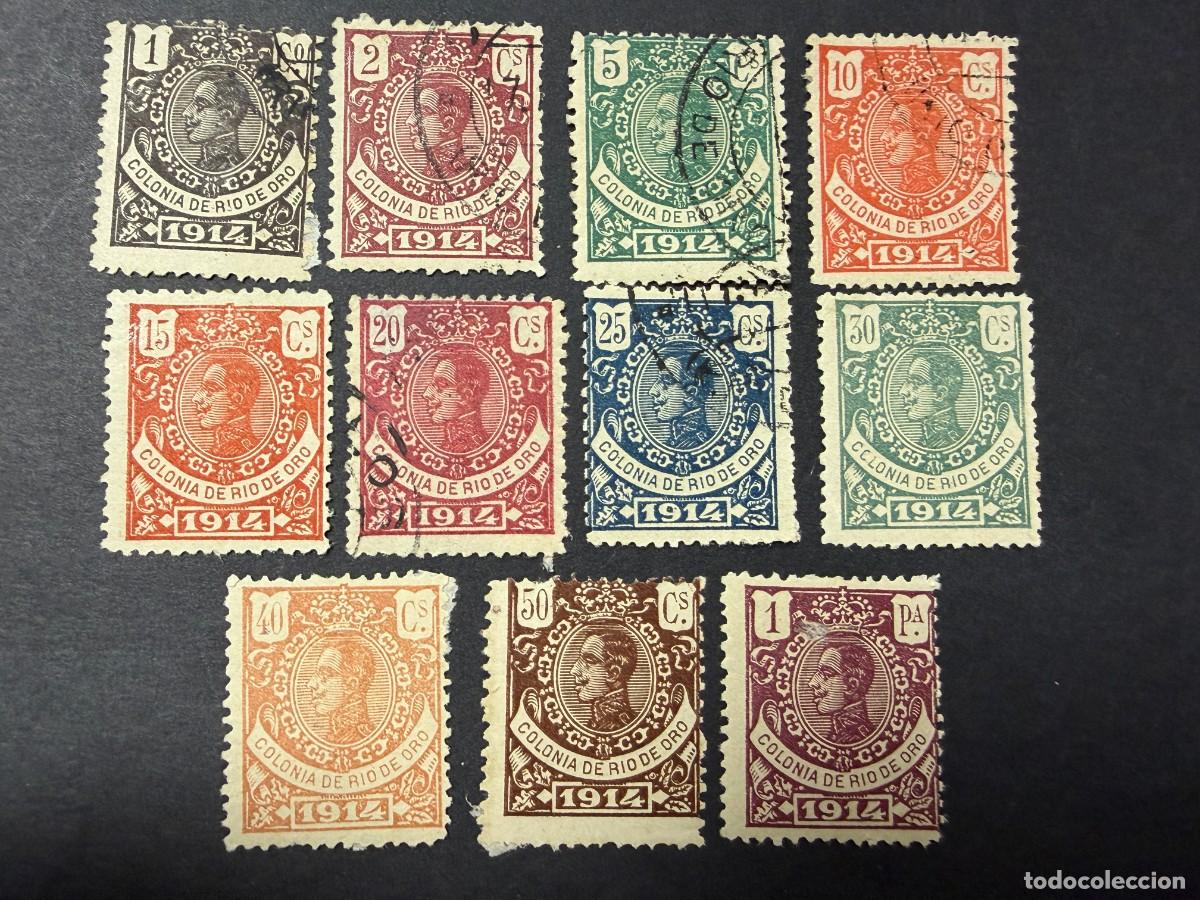 Sellos: RIO DE ORO, 1914. EDIFIL 78/87. REY ALFONSO XIII. NUEVOS Y USADOS. CON CHARNELA. VER FOTOS