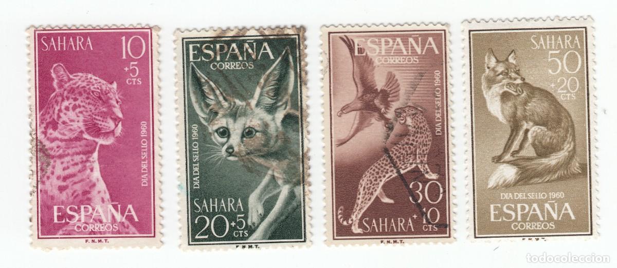 Sellos: SAHARA 1960 DIA DEL SELLO, SERIE COMPLETA 4 SELLOS.