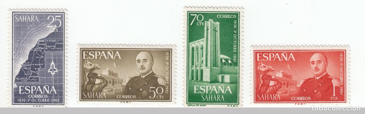 Sellos: SAHARA 1961 XXV ANIVERSARIO EXALTACION CAUDILLO JEFATURA ESTADO, SERIE COMPLETA 4 SELLOS. NUEVOS