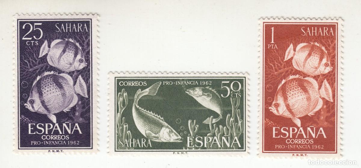 Sellos: SAHARA 1962 PRO INFANCIA, SERIE COMPLETA 3 SELLOS. NUEVOS CON GOMA