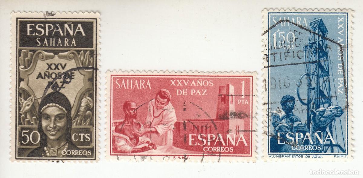 Sellos: SAHARA 1965 XXV A&Ntilde;OS DE PAZ, SERIE COMPLETA 3 SELLOS.
