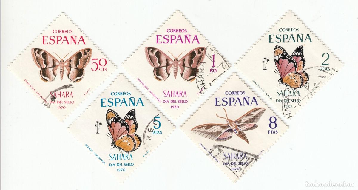 Sellos: SAHARA 1970 DIA DEL SELLO, SERIE COMPLETA 5 SELLOS.