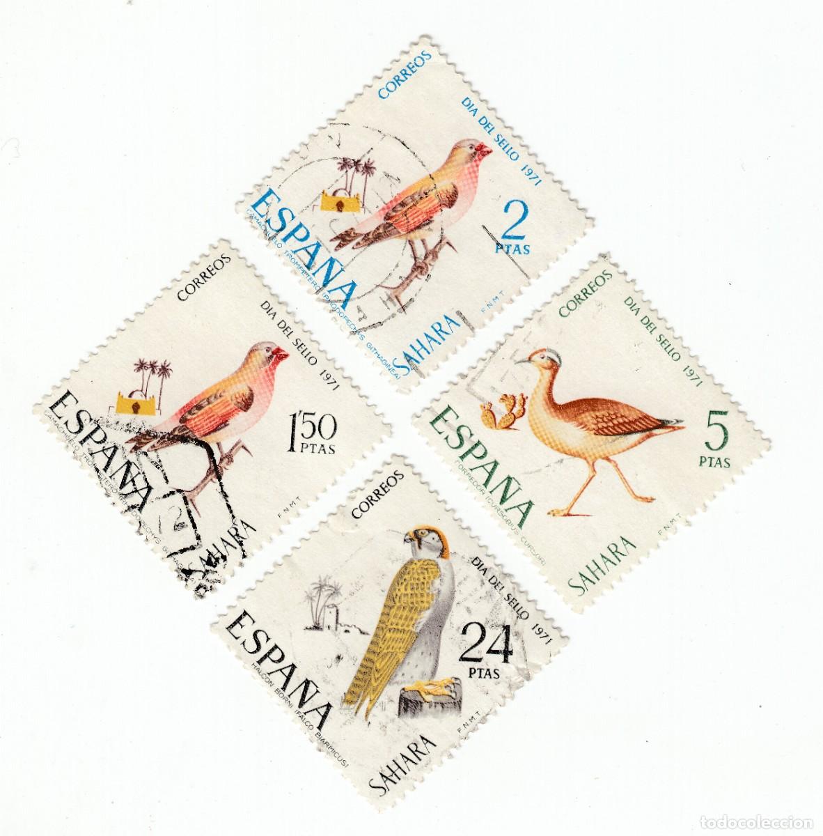 Sellos: SAHARA 1971 DIA DEL SELLO, SERIE COMPLETA 4 SELLOS.