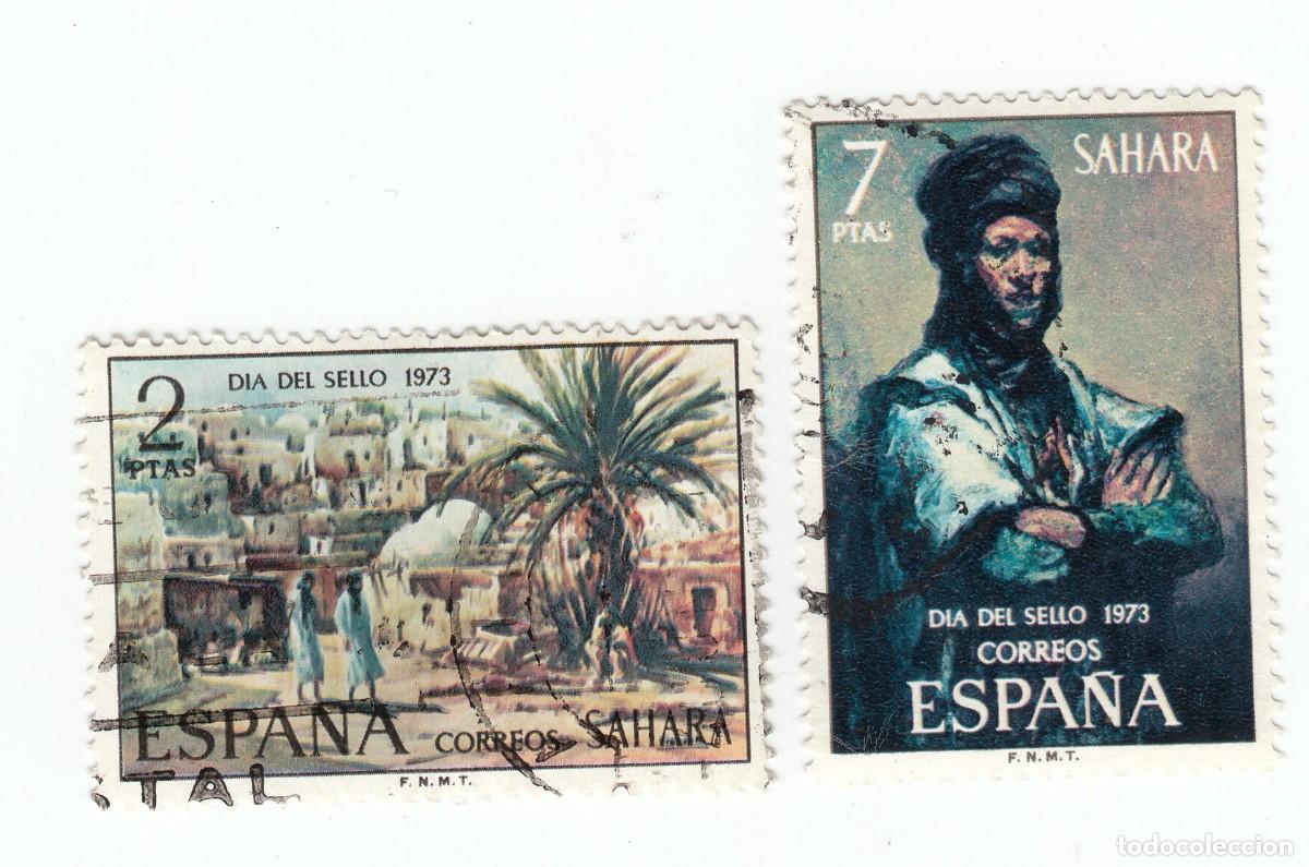 Sellos: SAHARA 1973 DIA DEL SELLO, SERIE COMPLETA 2 SELLOS.
