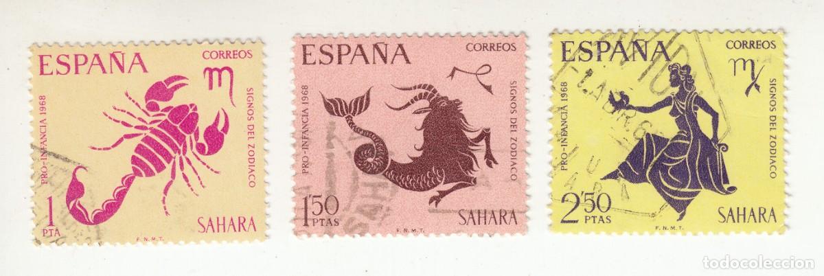 Sellos: SAHARA 1968 PRO INFANCIA, SERIE COMPLETA 3 SELLOS.
