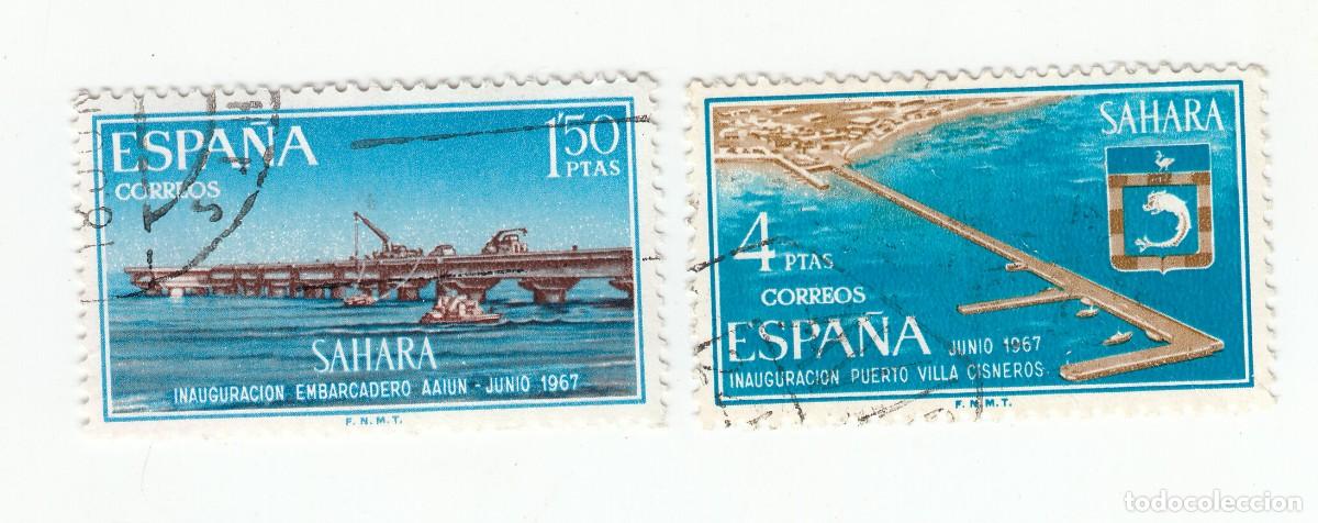 Sellos: SAHARA 1967 INSTALACIONES PORTUARIAS. SERIE COMPLETA 2 SELLOS