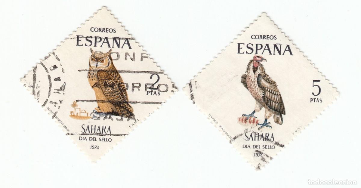 Sellos: SAHARA 1974 DIA DEL SELLO. SERIE COMPLETA 2 SELLOS