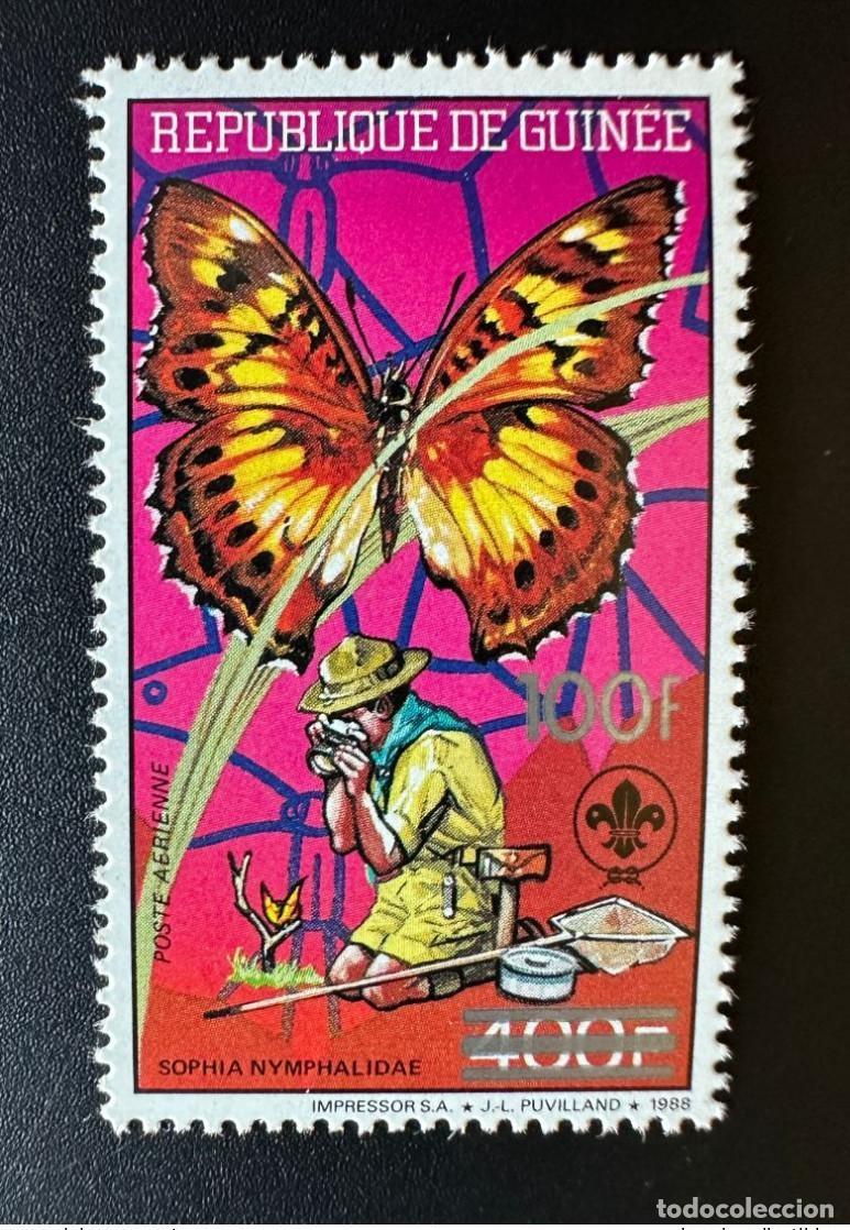 Sellos: Guinea 1991 Mi. 1336 sobrecargados Scouts Papillon Butterfly MNH**
