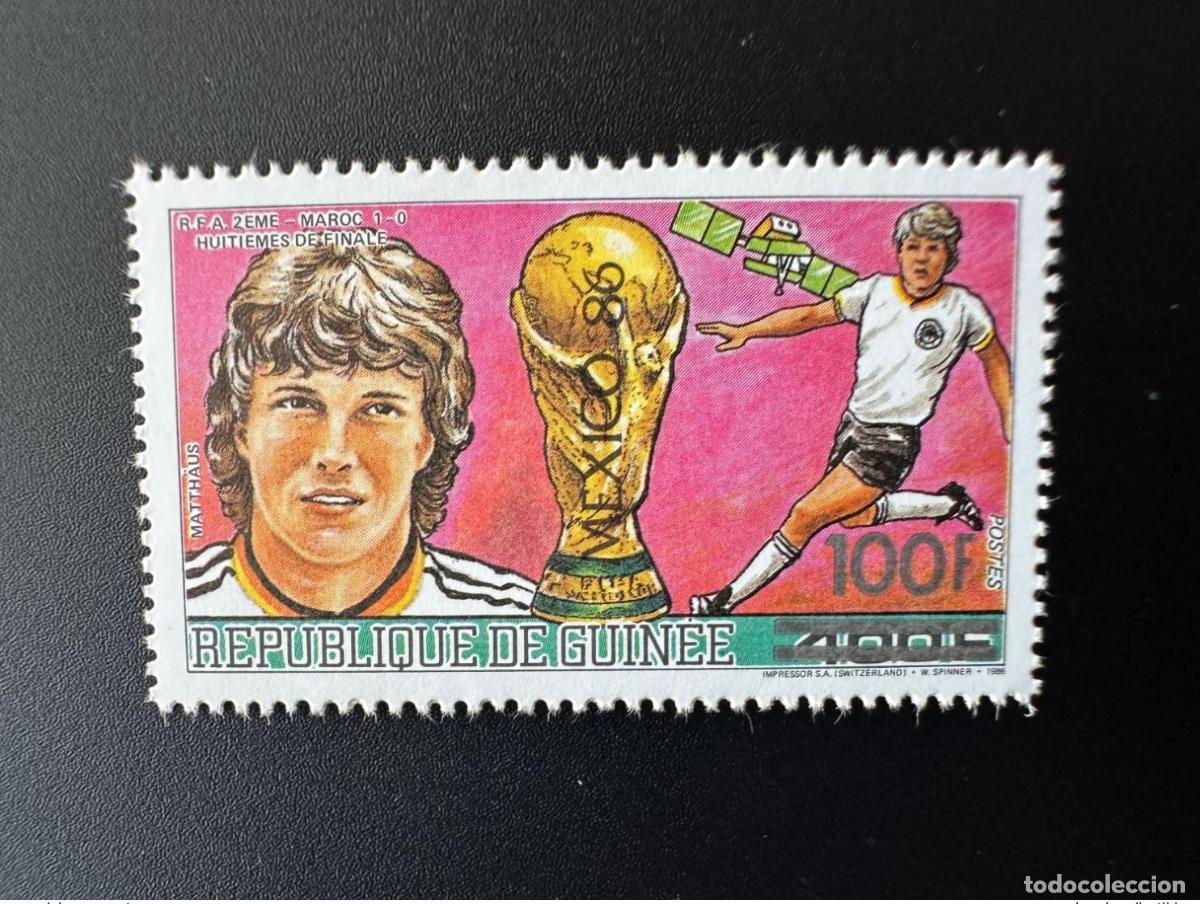 Sellos: Guinea 1991 Mi. 1325 sobrecargado Copa Mundial de la FIFA F&uacute;tbol M&eacute;xico 1986