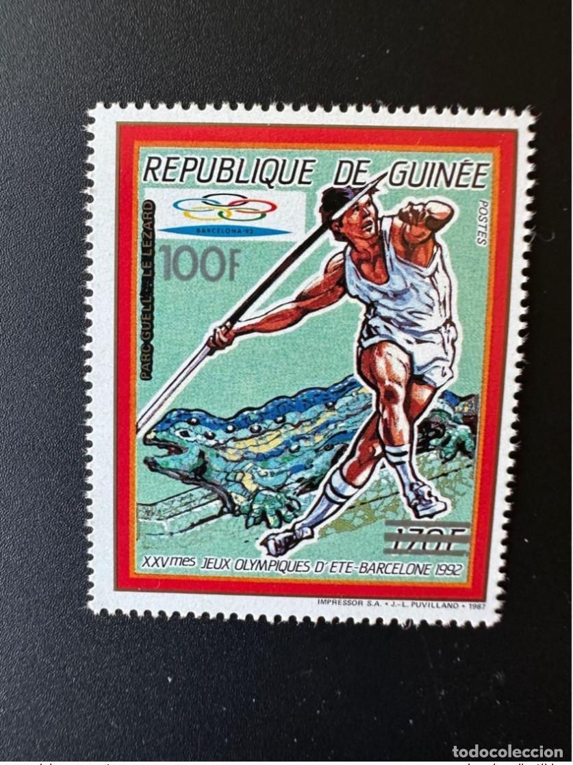 Sellos: Guinea 1991 Mi. 1322 sobrecargado Lanza de los Juegos Ol&iacute;mpicos Barcelona 1992 Speer MNH**