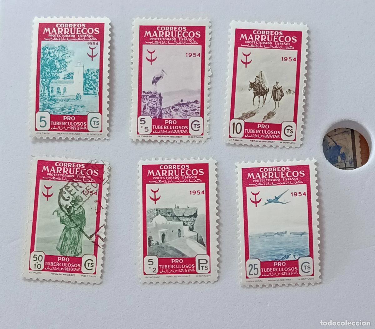 Sellos: Sellos Marruecos Espa&ntilde;ol 1954, Edifil 394/399 serie completa.