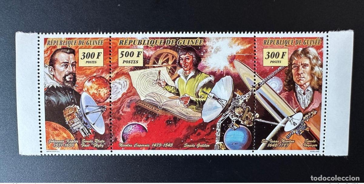 Sellos: Guinea 1994 Mi. 1482 - 1484 Astr&oacute;nomos Newton Copernic Kepler Space Raumfahrt