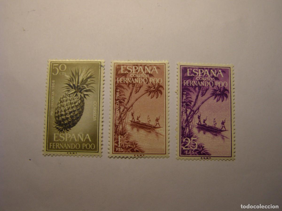 Sellos: Lote sellos colonia espa&ntilde;ola Fernando Poo. Pro infancia 1964.