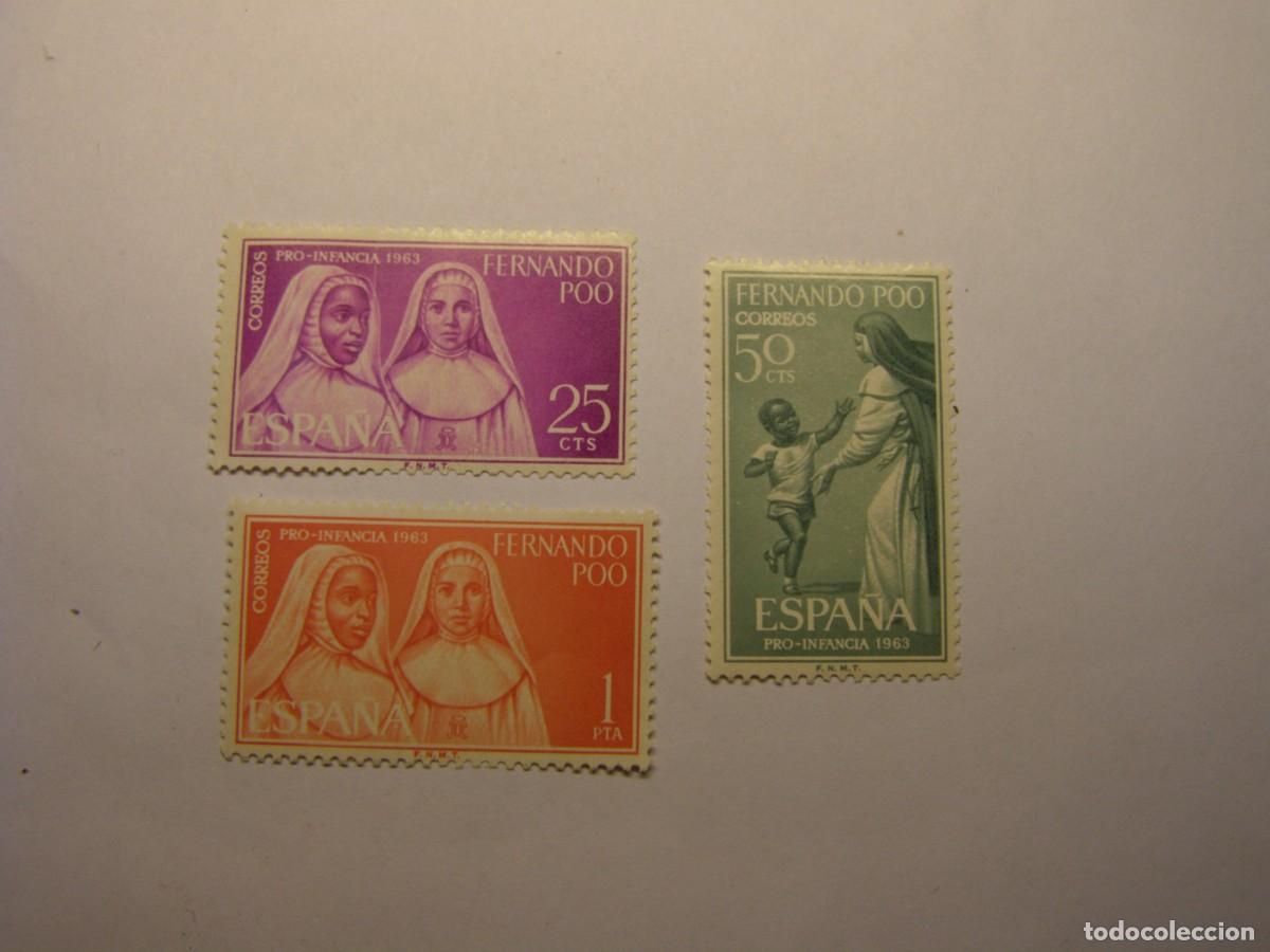 Sellos: Lote sellos colonia espa&ntilde;ola Fernando Poo. Pro infancia 1963.